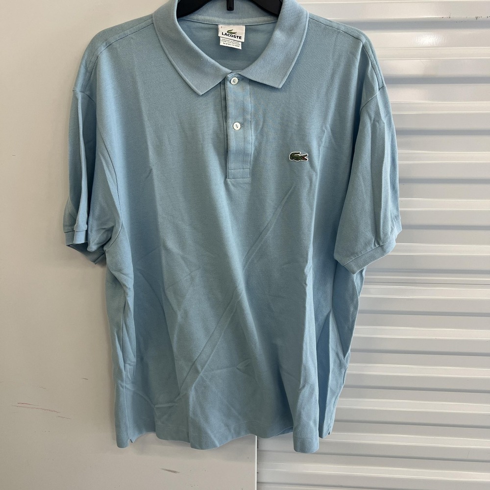 Lacoste Polo Shirt Mens 2XL Blue Pique Cotton Croc Logo Classic Fit Short Sleeve